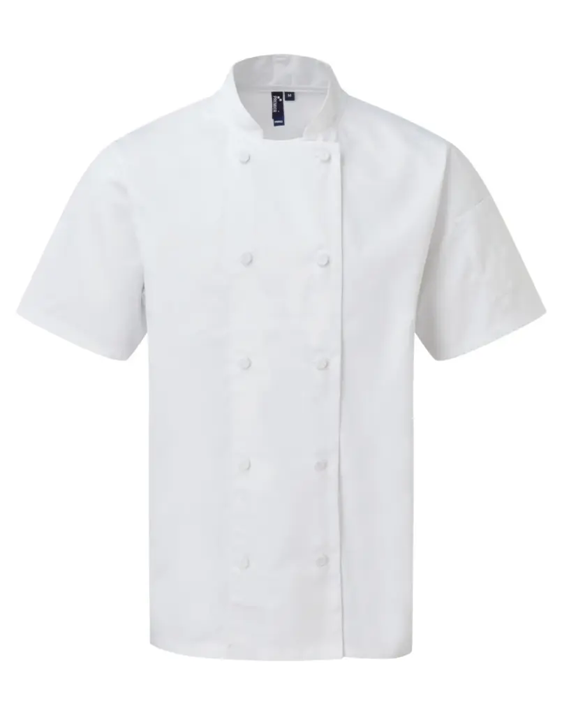 PS_PR902_WHITE - Hidalgo-werbeartikel Coolchecker® koksjas met korte mouwen, white — productfoto 6