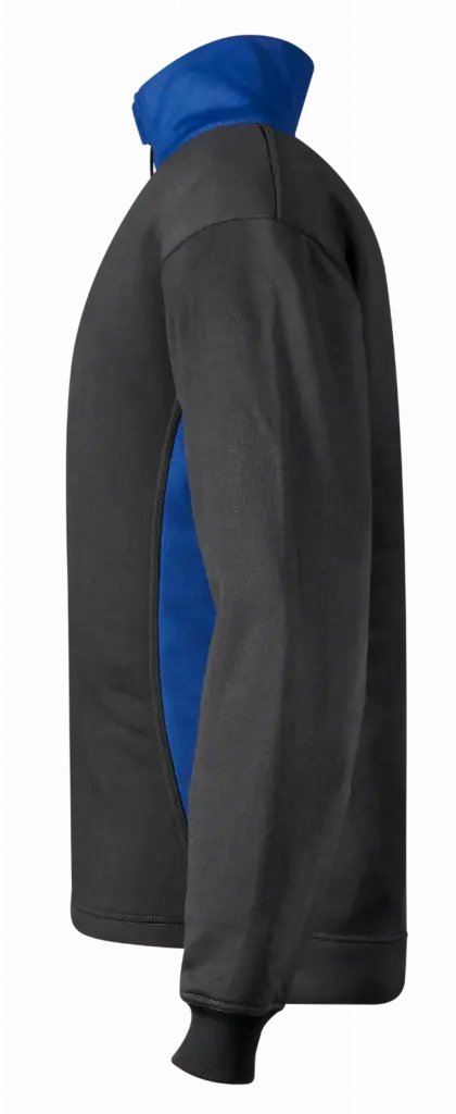 Unisex sweater met ritskraag, anthracite / blue