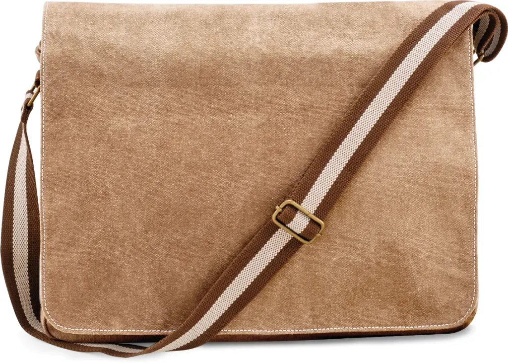 PS_QD610_SAHARA - Hidalgo-werbeartikel Vintage canvas schoudertas, sahara — productfoto 5