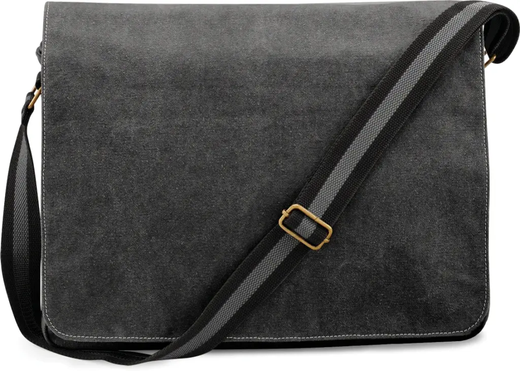 PS_QD610_VINTAGEBLACK - Hidalgo-werbeartikel Vintage canvas schoudertas, vintage black — productfoto 6