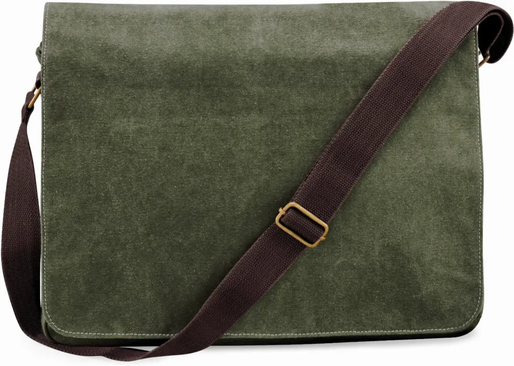PS_QD610_VINTAGEMILITARYGREEN - Hidalgo-werbeartikel Vintage canvas schoudertas, vintage military green — productfoto 7
