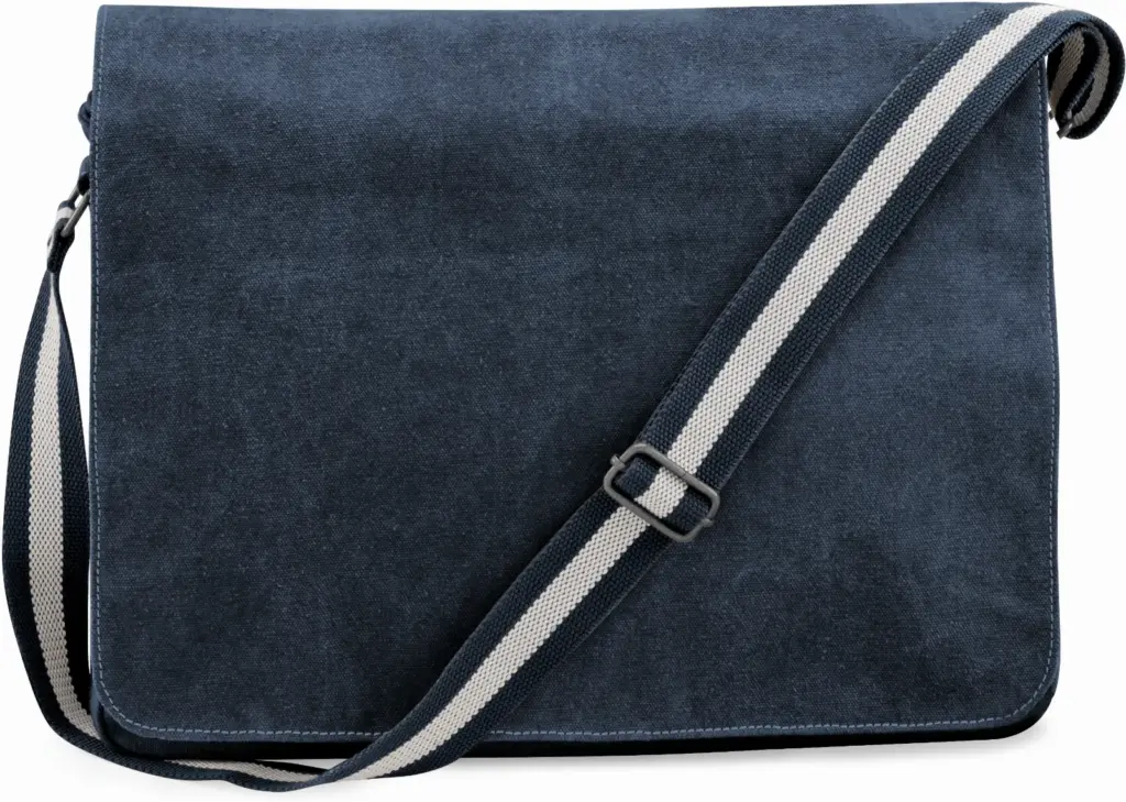 PS_QD610_VINTAGEOXFORDNAVY - Hidalgo-werbeartikel Vintage canvas schoudertas, vintage oxford navy — productfoto 8