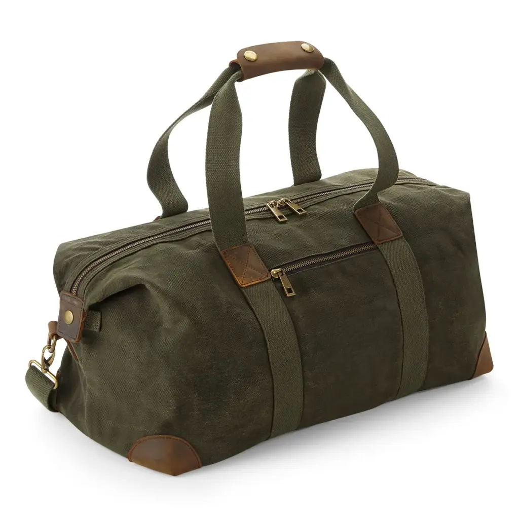 PS_QD650-FS_OLIVEGREEN - Hidalgo-werbeartikel Vintage canvas reistas, olive green — productfoto 6