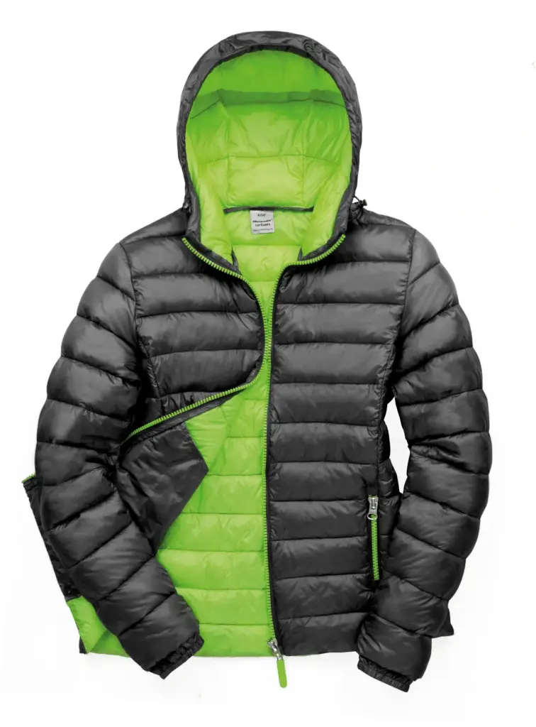 PS_R194F_BLACK-LIME - Hidalgo-werbeartikel Womens Snow Bird jack met capuchon, black / lime — productfoto 3