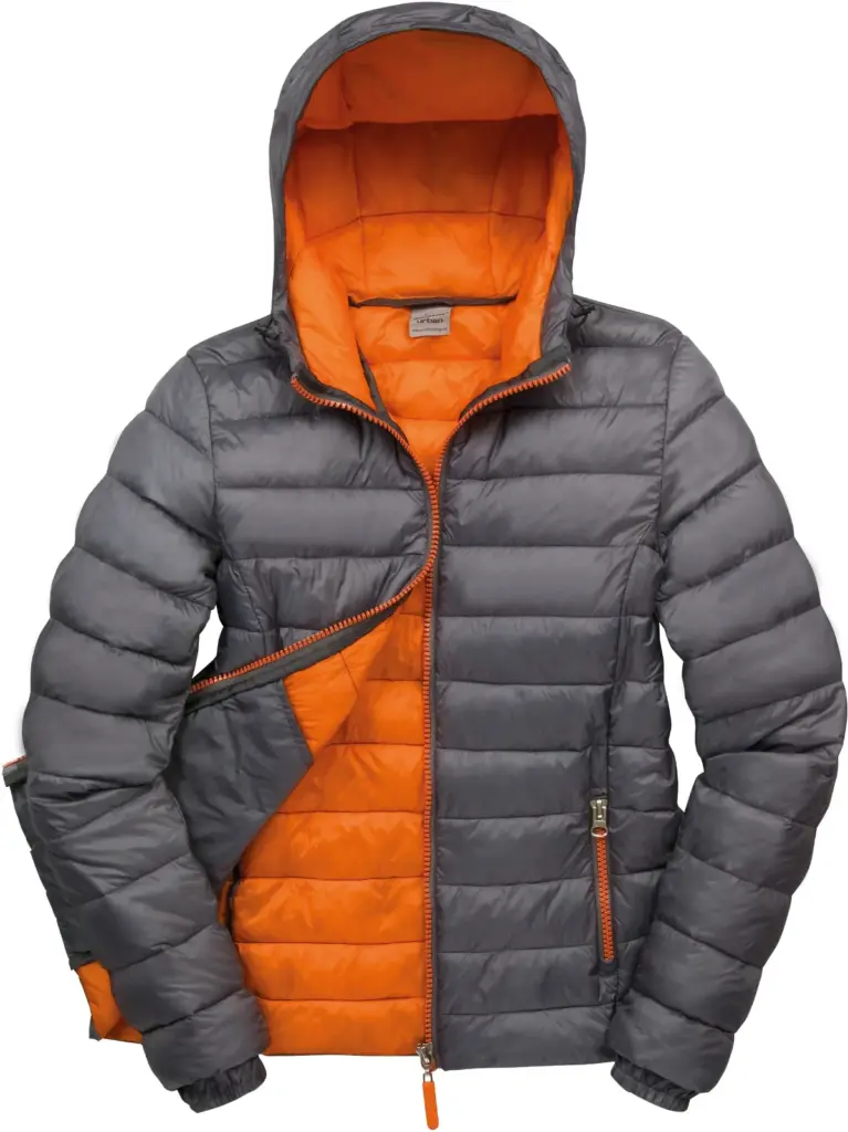 PS_R194F_GREY-ORANGE - Hidalgo-werbeartikel Womens Snow Bird jack met capuchon, grey / orange — productfoto 4