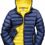 Womens Snow Bird jack met capuchon, navy / yellow — productfoto 5