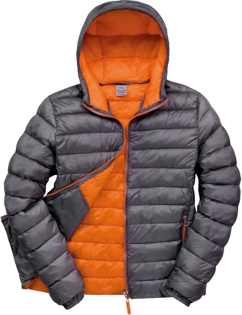 PS_R194M_GREY-ORANGE - Hidalgo-werbeartikel Mens Snow Bird jack met capuchon, grey / orange — productfoto 4