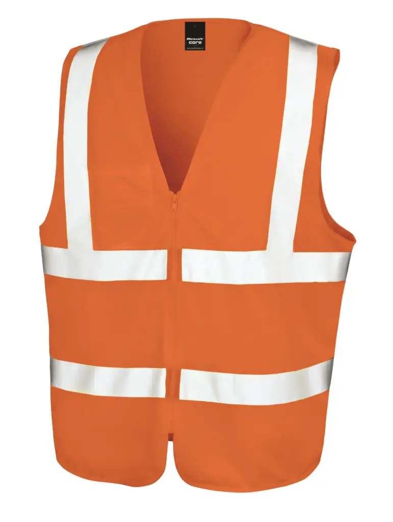 Veiligheidshesje met rits, fluorescent orange — productfoto 2