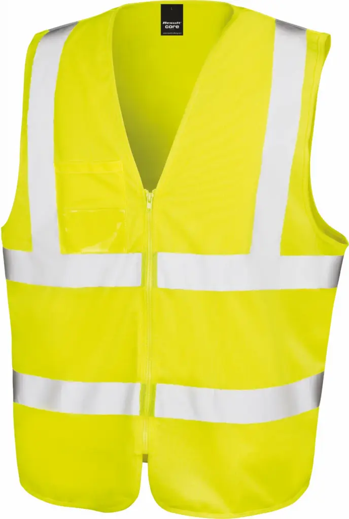 Veiligheidshesje met rits, fluorescent yellow — productfoto 3