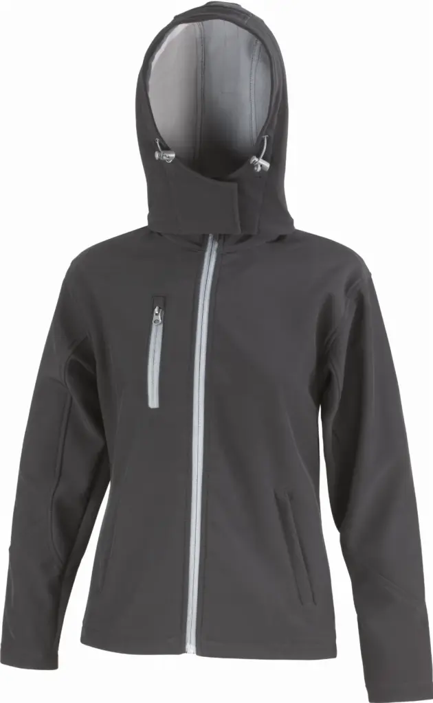 Core Ladies Tx Performance Hooded Soft Shell Jacket, black / grey — productfoto 3