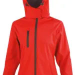 Core Ladies Tx Performance Hooded Soft Shell Jacket, red / black — productfoto 5