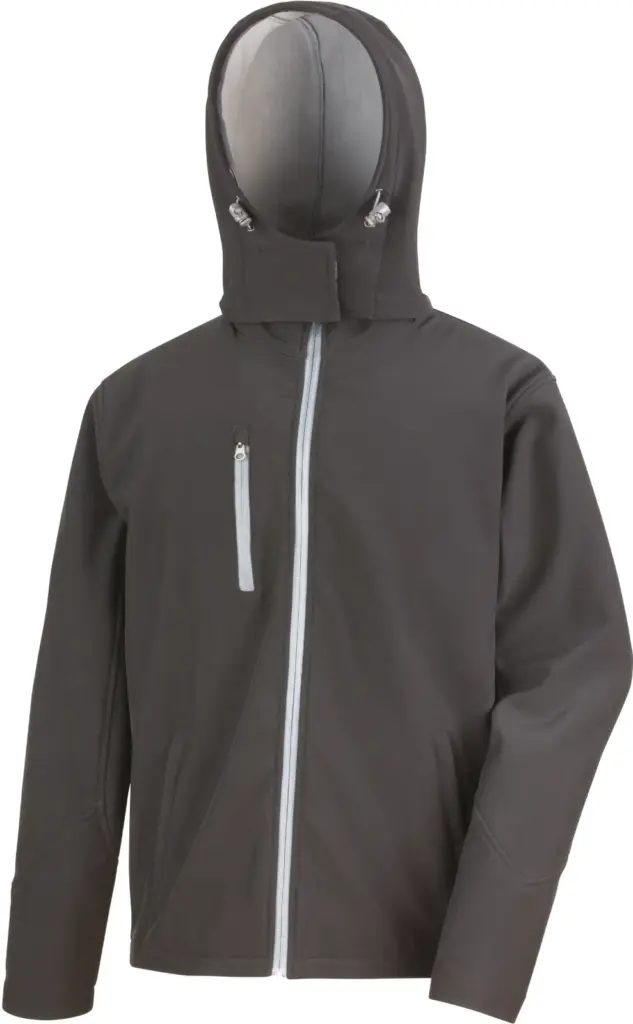PS_R230M_BLACK-GREY - Hidalgo-werbeartikel Core Tx Performance Hooded Soft Shell Jacket, black / grey — productfoto 3