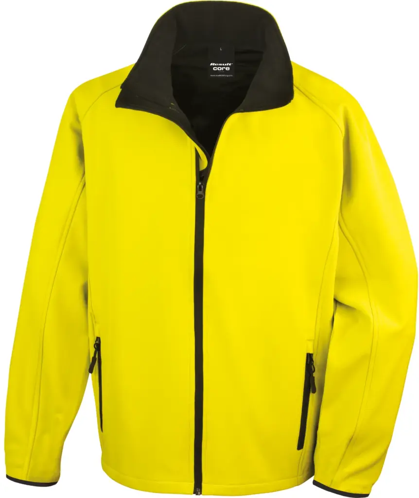 PS_R231M_YELLOW-BLACK - Hidalgo-werbeartikel Core Printable Soft Shell, yellow / black — productfoto 14