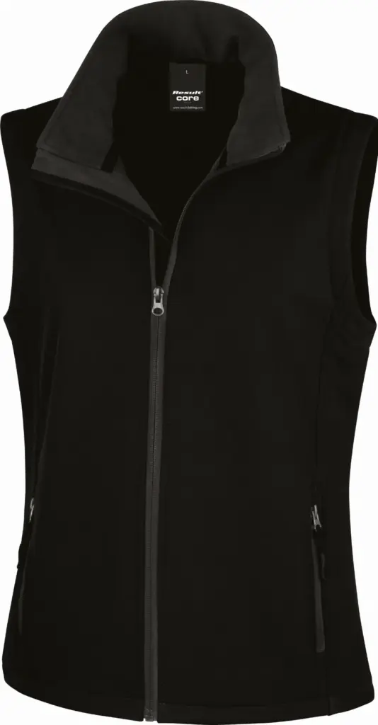 PS_R232F_BLACK-BLACK - Hidalgo-werbeartikel Core Ladies Printable Softshell Bodywarmer, black / black — productfoto 5