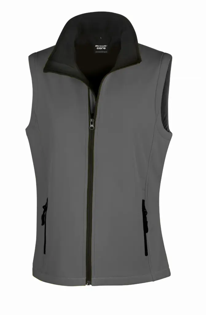 PS_R232F_CHARCOAL-BLACK - Hidalgo-werbeartikel Core Ladies Printable Softshell Bodywarmer, charcoal / black — productfoto 7