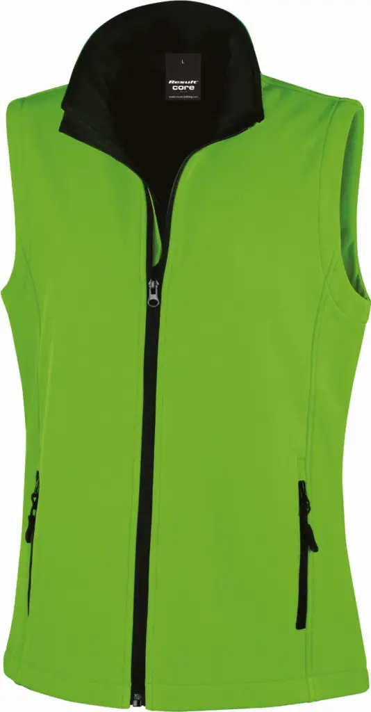 PS_R232F_VIVIDGREEN-BLACK - Hidalgo-werbeartikel Core Ladies Printable Softshell Bodywarmer, vivid green / black — productfoto 12