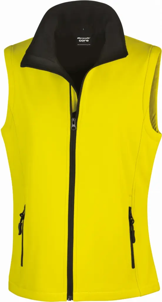 PS_R232F_YELLOW-BLACK - Hidalgo-werbeartikel Core Ladies Printable Softshell Bodywarmer, yellow / black — productfoto 14