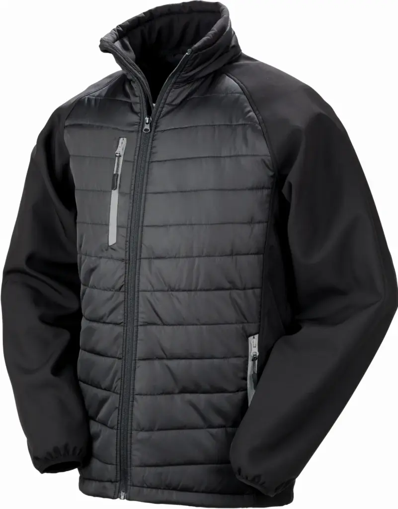 Black compass gewatteerde softshelljas, black / grey — productfoto 5