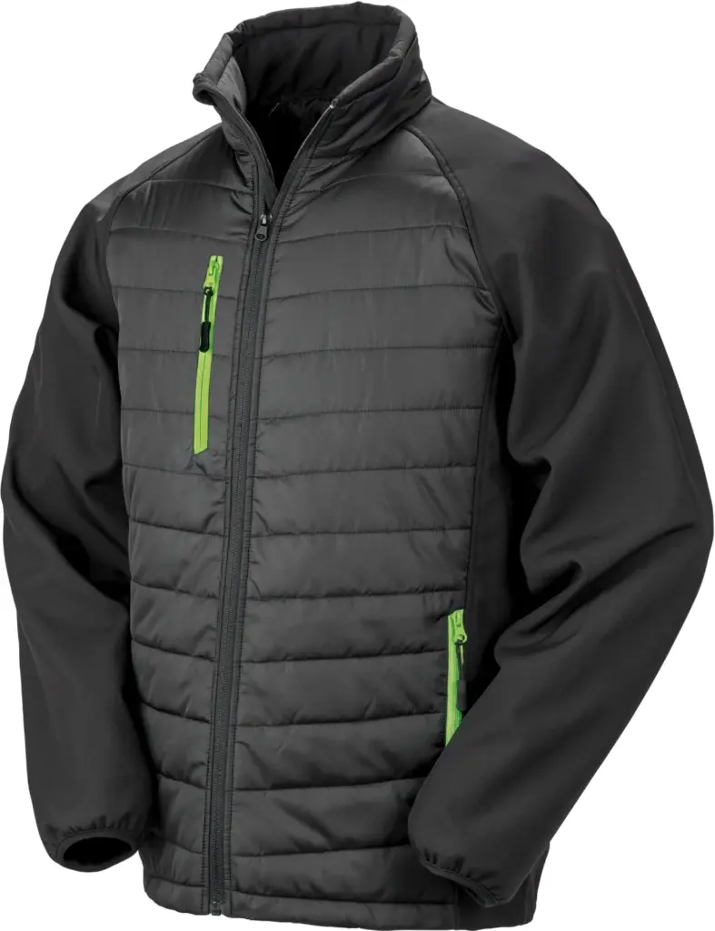 Black compass gewatteerde softshelljas, black / lime — productfoto 6