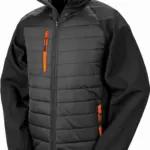 Black compass gewatteerde softshelljas, black / orange — productfoto 7
