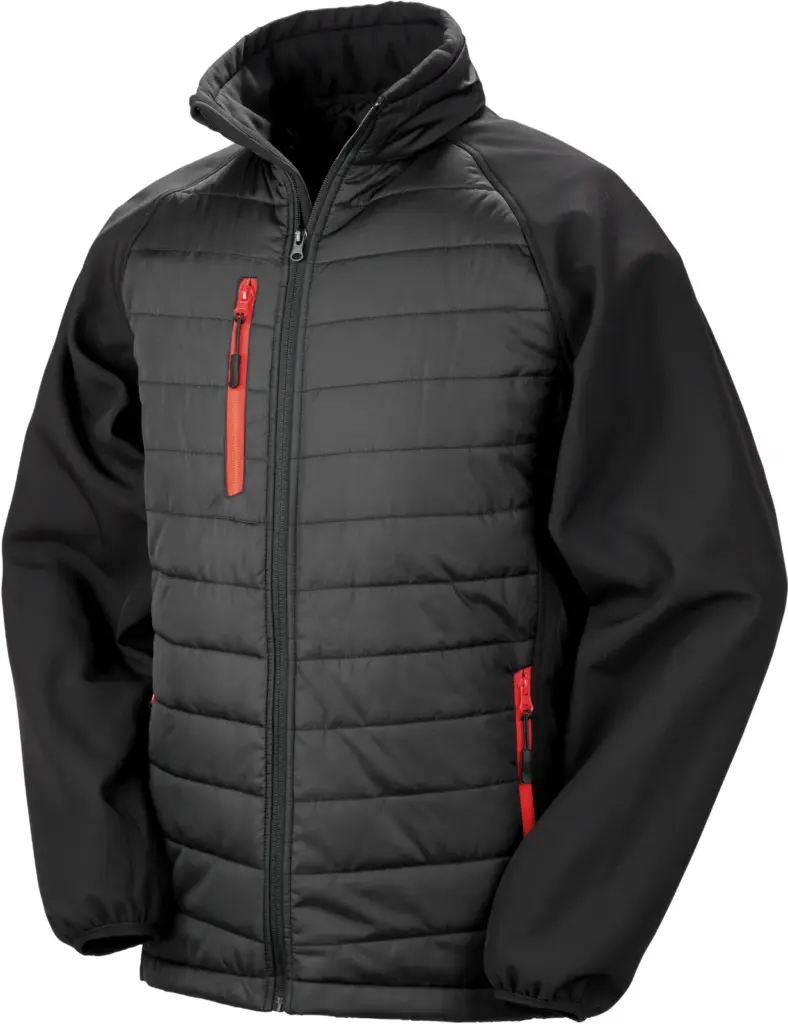 Black compass gewatteerde softshelljas, black / red — productfoto 8