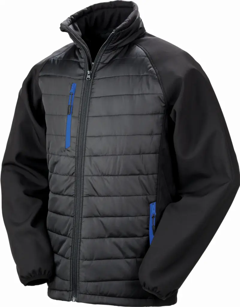 Black compass gewatteerde softshelljas, black / royal blue — productfoto 9
