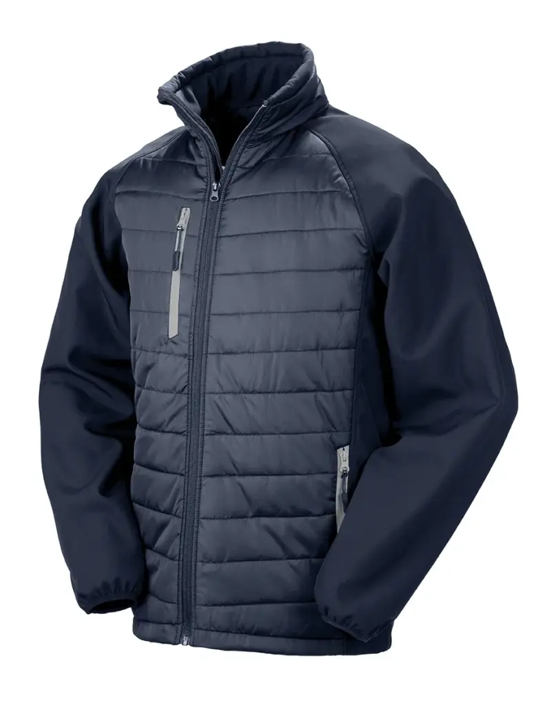 Black compass gewatteerde softshelljas, navy / grey — productfoto 12