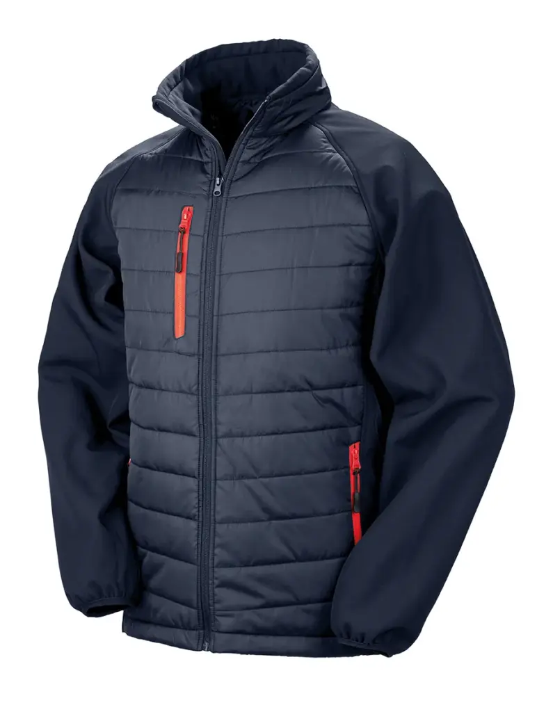 Black compass gewatteerde softshelljas, navy / red — productfoto 14