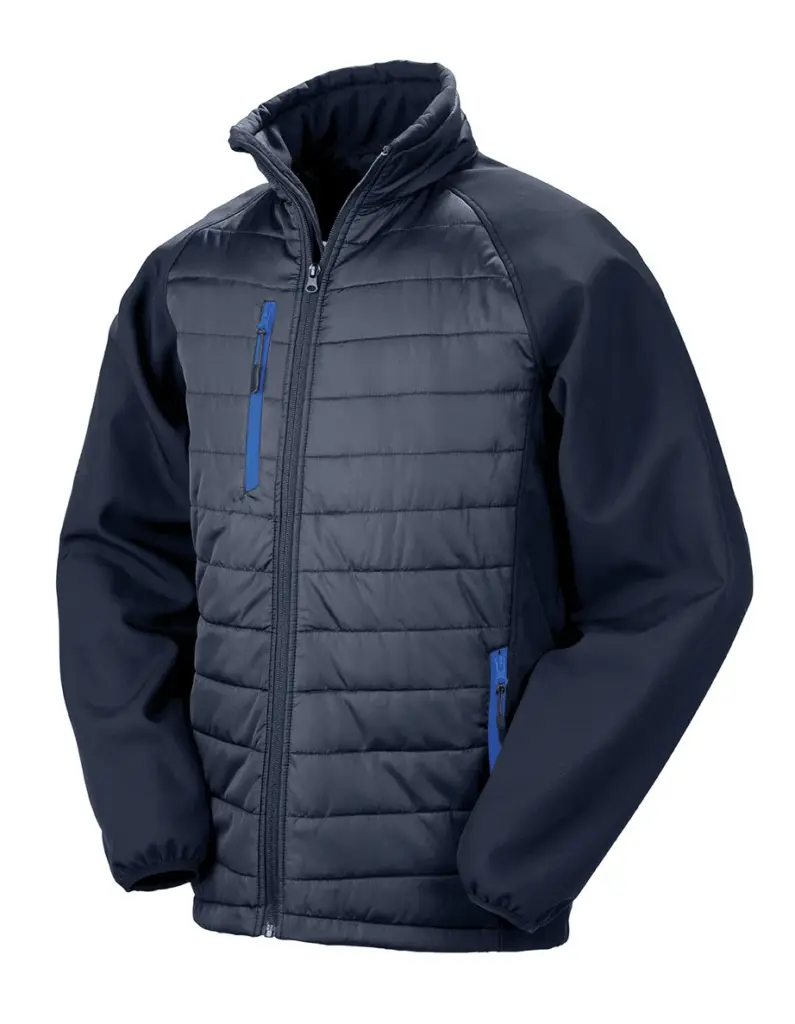 Black compass gewatteerde softshelljas, navy / royal — productfoto 15