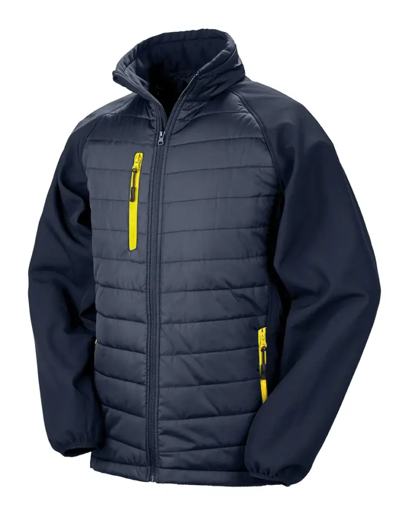 Black compass gewatteerde softshelljas, navy / yellow — productfoto 16