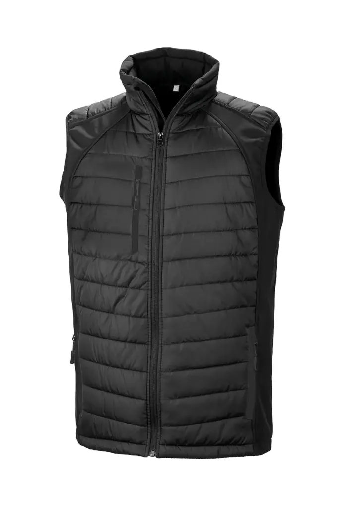 Black compass gewatteerde softshell bodywarmer, black / black — productfoto 11
