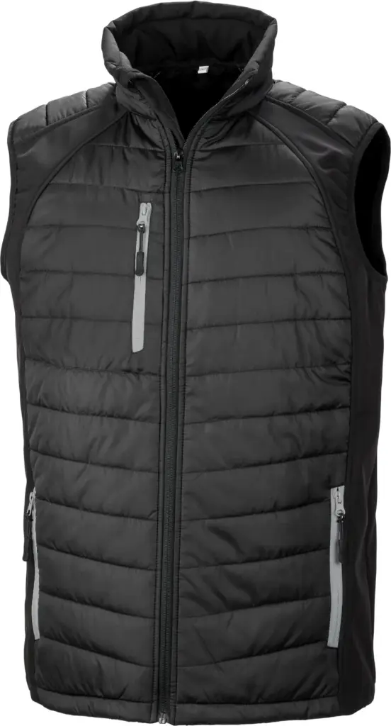 Black compass gewatteerde softshell bodywarmer, black / grey — productfoto 5