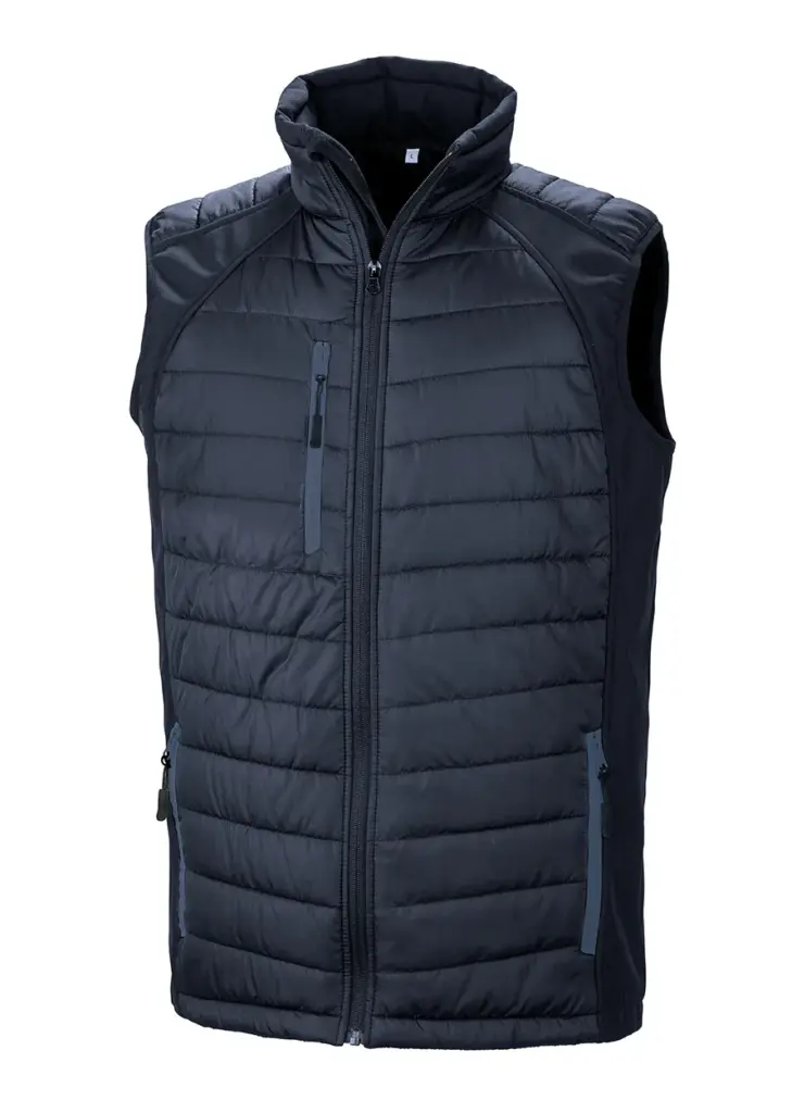 Black compass gewatteerde softshell bodywarmer, navy / navy — productfoto 13
