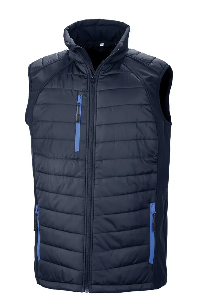 Black compass gewatteerde softshell bodywarmer, navy / royal — productfoto 15