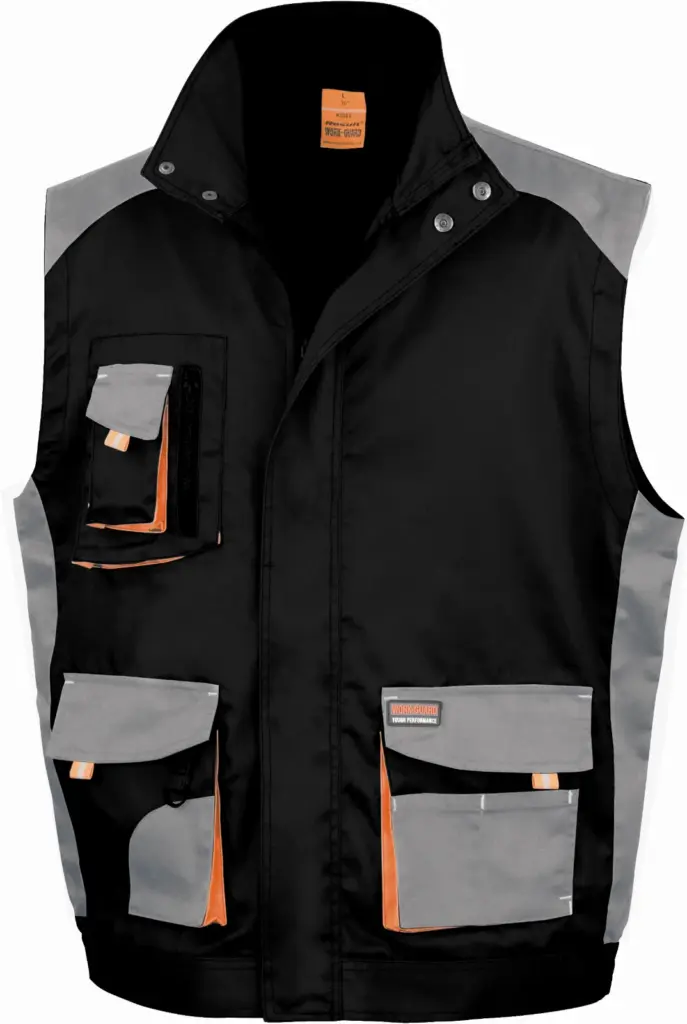 PS_R317X_BLACK-GREY-ORANGE - Hidalgo Work-guard Lite Gilet, black / grey / orange — productfoto 3