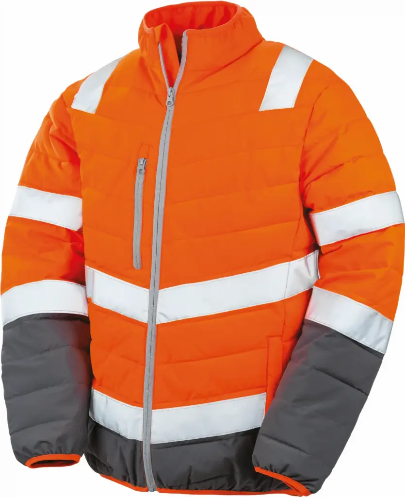 Zacht gewatteerd veiligheidsjack, fluorescent orange / grey — productfoto 2