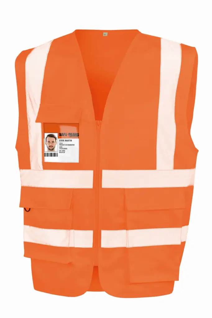 Veiligheidshesje met rits, fluorescent orange — productfoto 4