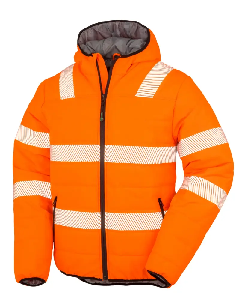 Gerecycled gewatteerd jack ripstop, fluorescent orange — productfoto 3