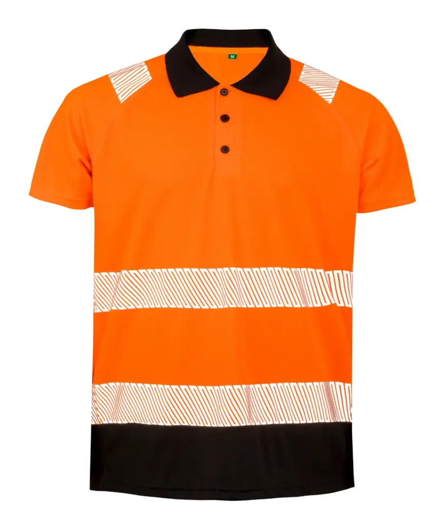 Gerecyclede veiligheidspolo, orange / black — productfoto 3