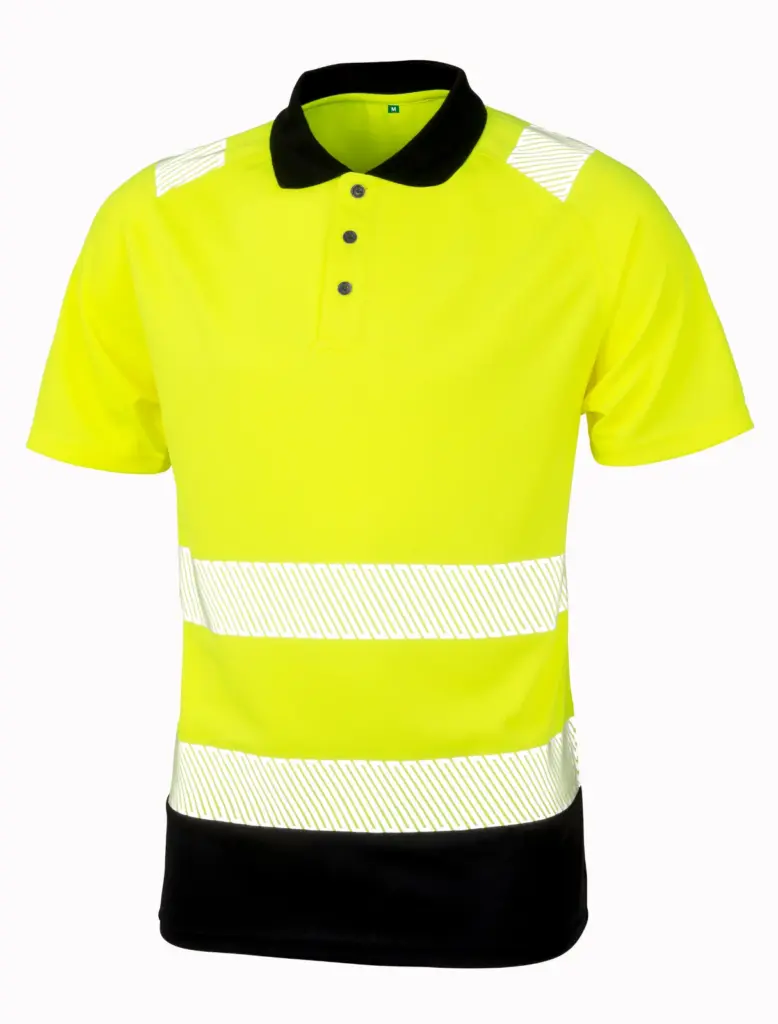 Gerecyclede veiligheidspolo, yellow / black — productfoto 4