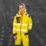 Gerecycled veiligheidssweatvest met capuchon — productfoto 2