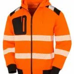 Gerecycled veiligheidssweatvest met capuchon, fluorescent orange — productfoto 3