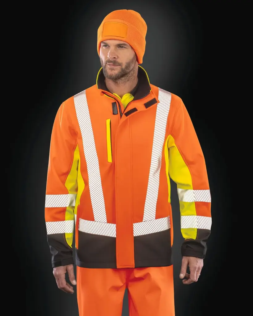 3-laags gerecycled softshell veiligheidsjack — productfoto 2