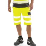 Safe-Guard gerecyclede stretch veiligheidsbermuda, fluorescent yellow — productfoto 6