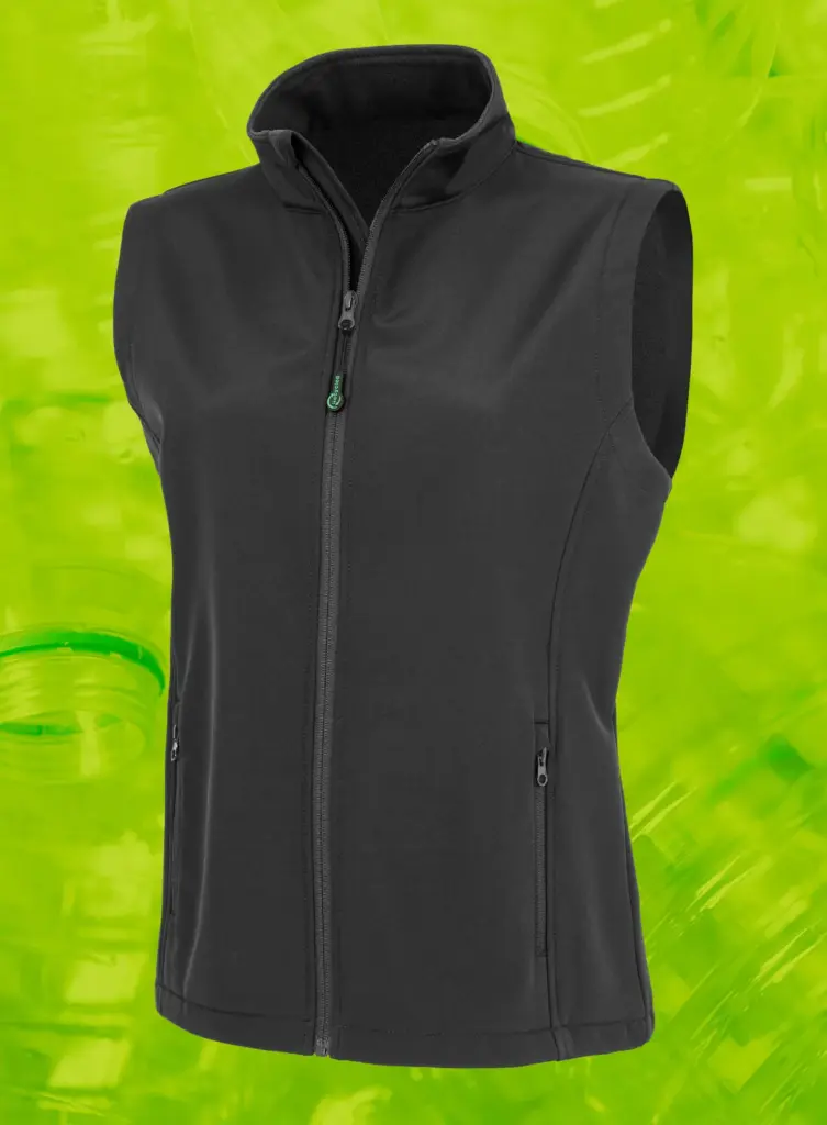 Gerecycleerde dames softshell-bodywarmer, black — productfoto 2