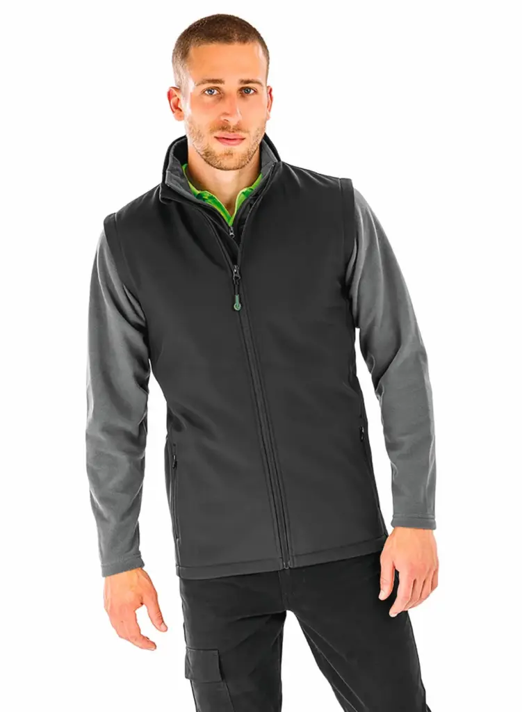 Gerecycleerde heren softshell-bodywarmer — productfoto 3