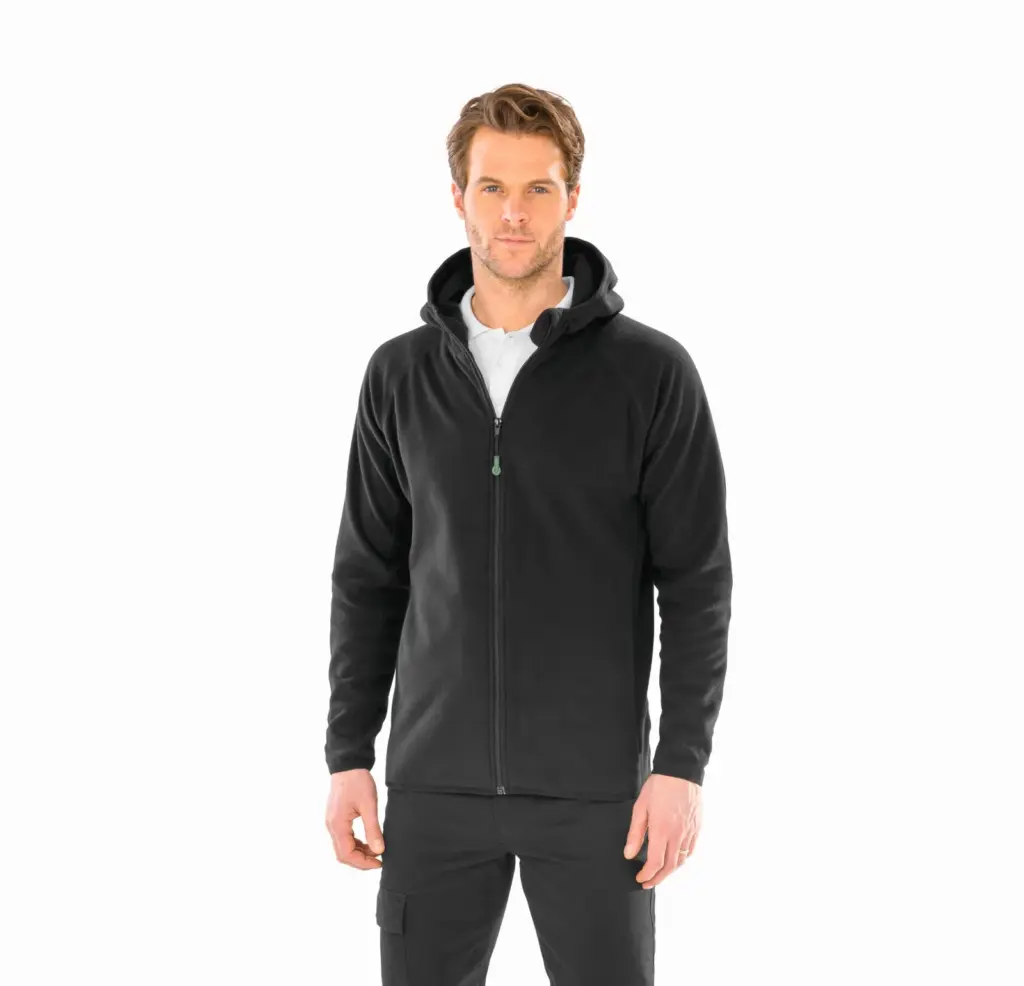 Gerecycled microfleece vest met capuchon
