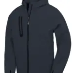 Gerecyclede 3-laags uniseks softshelljack met capuchon., navy / navy — productfoto 3