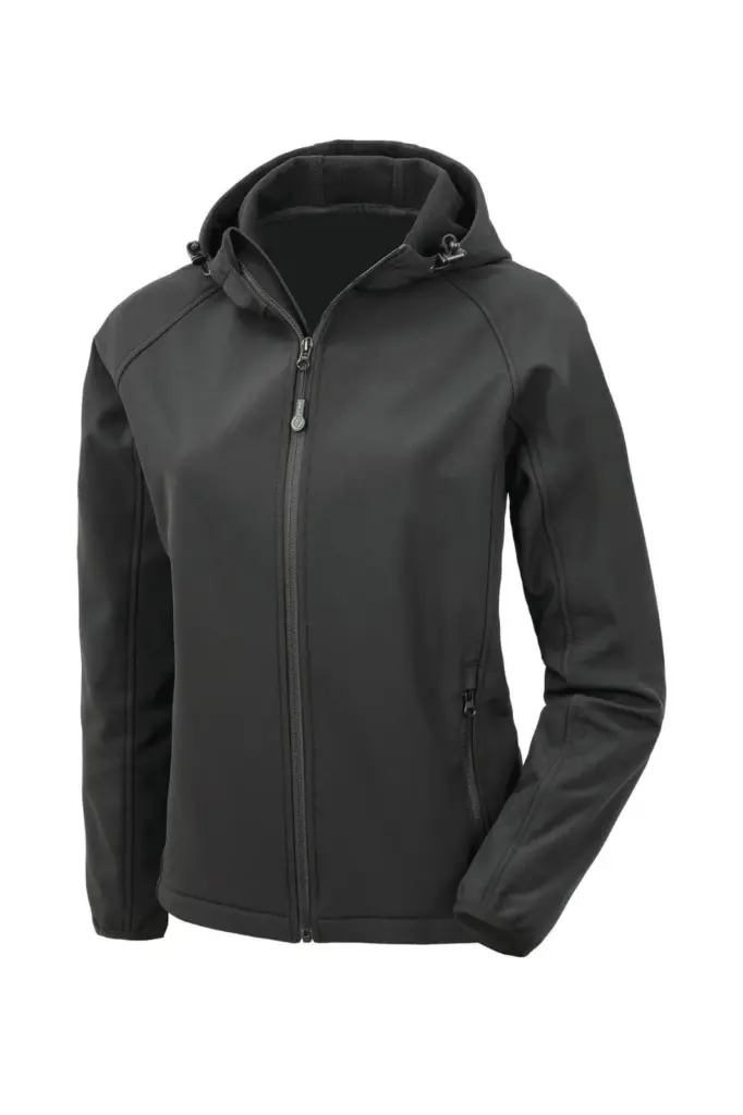 3-laagse gerecycleerde softshell met capuchon voor dames — productfoto 2