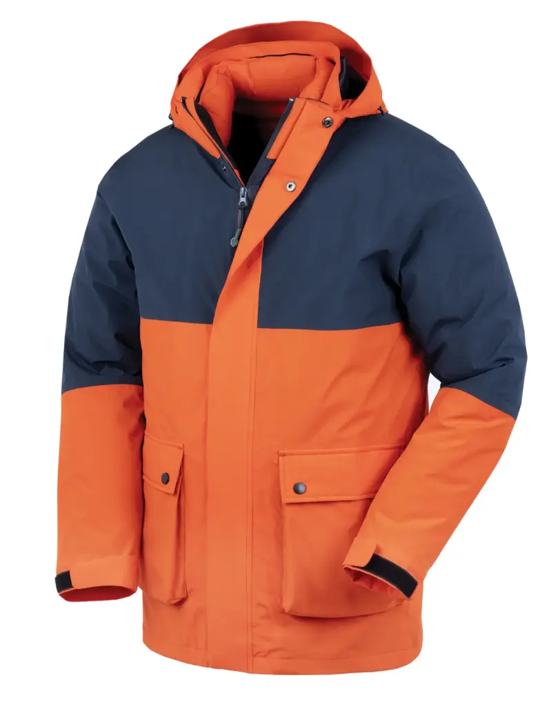 PS_R920X-S_ORANGE-NAVY - Hidalgo-werbeartikel 3-in-1 gerecyclede Ripstop donsjas, navy — productfoto 7